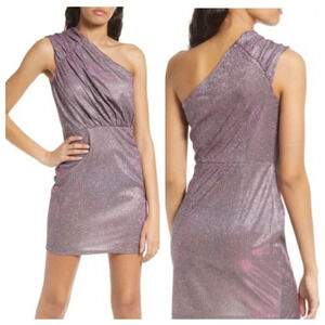 New! Area stars one shoulder sparkle glitter metallic dress nwt 17001